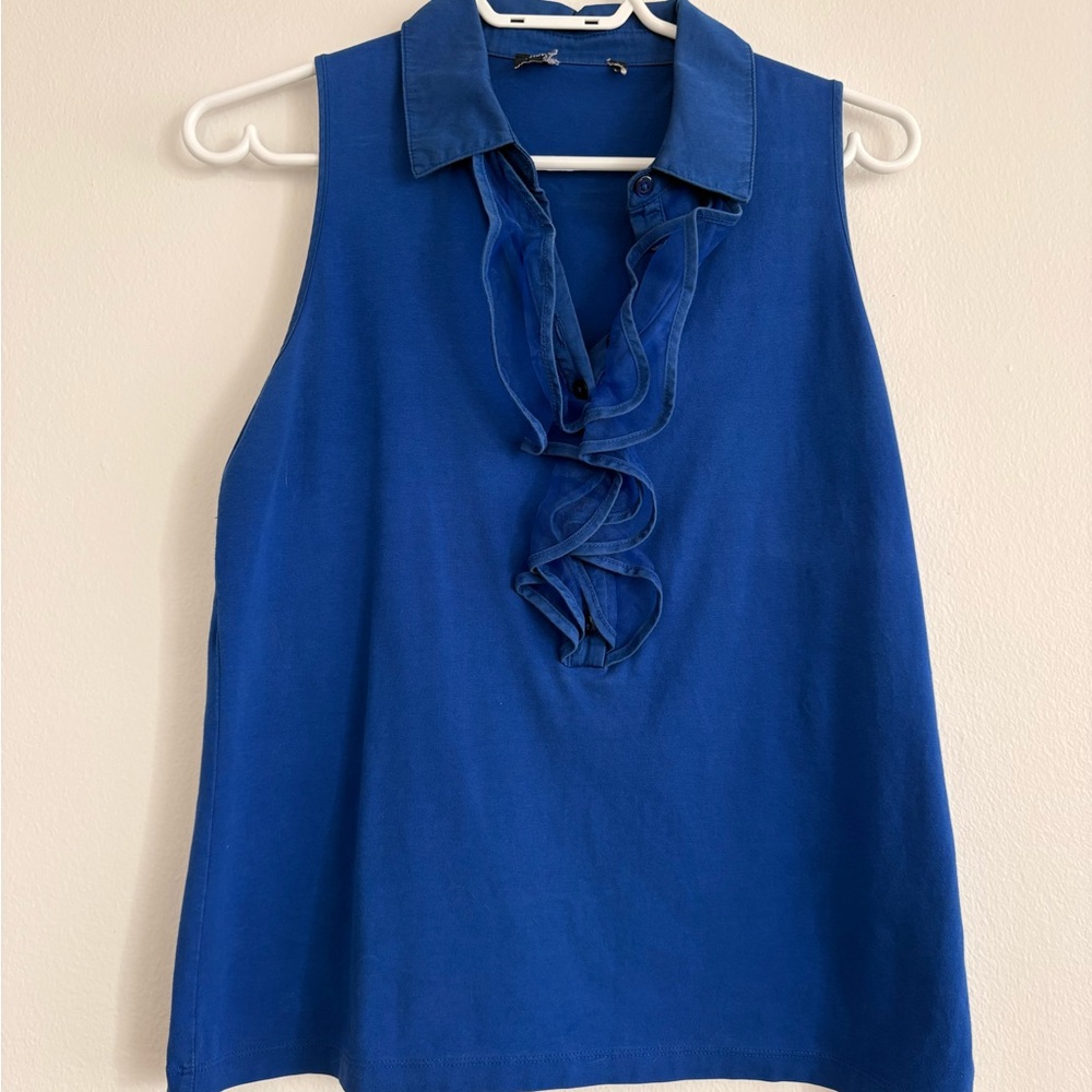 Blue Ruffled Sleeveless Top - Picture 2 of 5